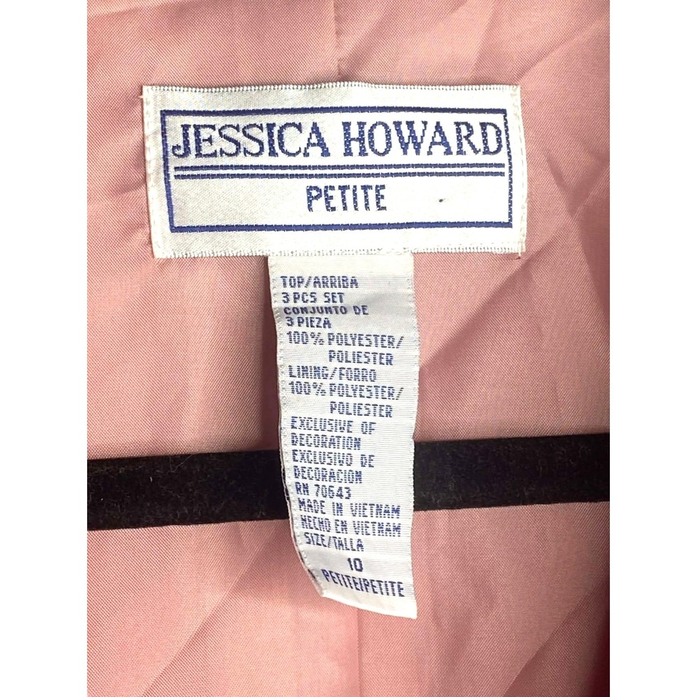 Vintage Womens Jessica Howard Blazer Size 10P pink front clasp rhinestone ruched - Picture 3 of 8
